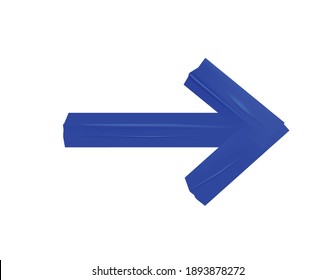 Blue sticky tape arrow on white background realistic vector illustration