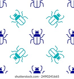 Blue Stink bug icon isolated seamless pattern on white background.  Vector