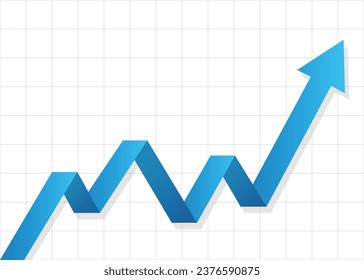 blue stock market arrow business graph growing pointing up on economic chart icon trending upwards financial board rises