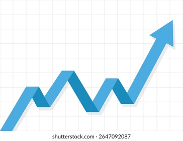 flèche bleue du marché boursier graphique d'affaires croissance pointant vers le haut sur l'icône du graphique économique tendance à la hausse le conseil financier monte sur fond transparent avec grille de premier plan