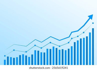 Blue Stock Market Background with Trading Graph And Light. Finance Banner Vector Illustration