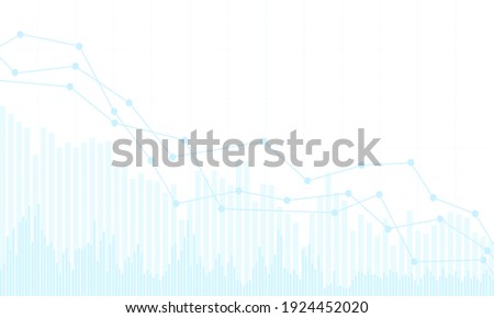 Blue stock market or financial chart with a declining trend. On a white background - vector