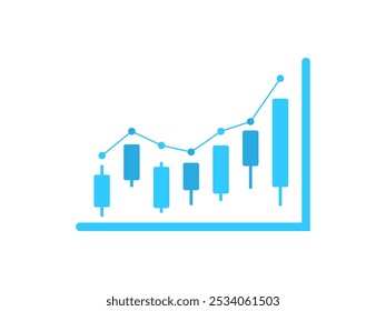 Histórico de Negociação do Mercado de Ações Azul. Papel de parede. Banner financeiro. Gráfico de barras. Gráfico. Ilustração de vetor