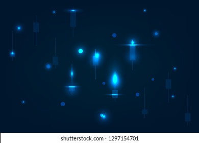 Blue Stock Trading concept with the candle stick indicator for investment background vector eps10