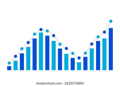 Blue Stock Trading Graph Icon on White Background. Vector Illustration