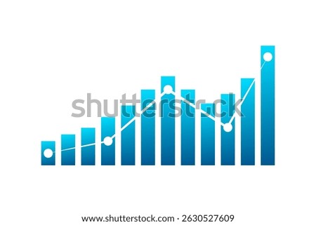 Blue Stock Trading Graph Icon on White Background. Vector Illustration