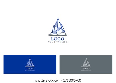 Blue Stone and Book Logo Vector. Suitable for Bookkeeping or Consultant Company