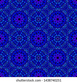 Blue stone mosaic pattern design - abstract seamless kaleidoscope bohemian vector art illustration