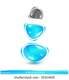 Formas de piedra azul como burbujas