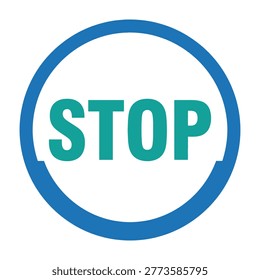 Blue stop sign traffic symbol on white background, indicating halt or prohibition, commonly used for traffic control and road safety.