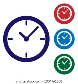 Blue Stopwatch icon isolated on white background. Time timer sign. Vector Illustration