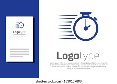 Blue Stopwatch icon isolated on white background. Time timer sign. Logo design template element. Vector Illustration
