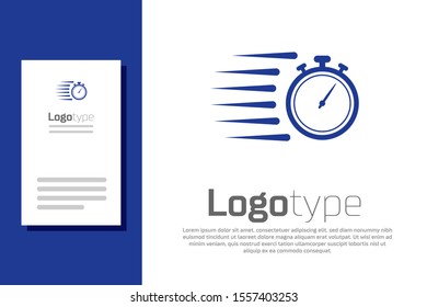Blue Stopwatch icon isolated on white background. Time timer sign. Chronometer sign. Logo design template element. Vector Illustration