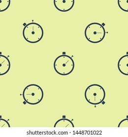 Blue Stopwatch icon isolated seamless pattern on white background. Time timer sign. Chronometer sign.  Vector Illustration