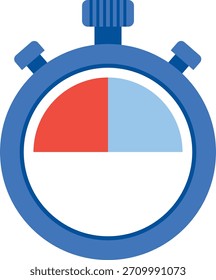 Cronômetro azul com tempo de temporizador de segmentos de discagem vermelho e azul claro