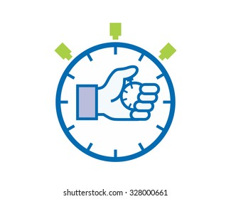 blue stopwatch time clock minute vector logo image icon