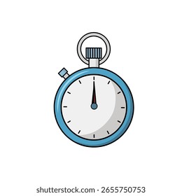 Icono azul del contador de tiempo del cronómetro aislado en el fondo blanco, medida del tiempo