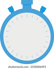 Blue stopwatch with a white face and blue markings, indicating seconds or minutes