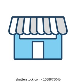 blue store with awning  vector illustration