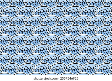 blue storm ocean waves seamless pattern on background for marine and nautical decorative, merchandise.  sea waves vector seamless pattern background. seamless pattern of water waves background