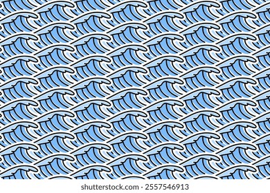 blue storm sea waves seamless pattern on background for marine and nautical decorative, merchandise.  ocean waves vector seamless pattern background. seamless pattern of water waves background