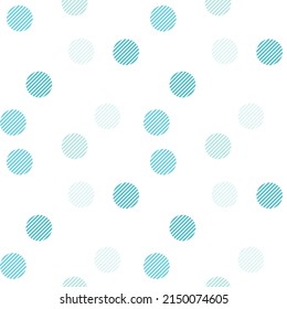 Blue straight line circle, random seamless pattern on the white background. Vector illustration.