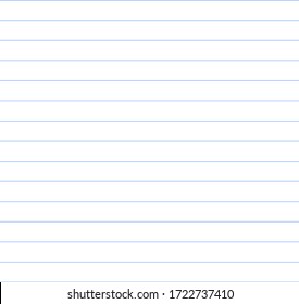 Blue Straight Line Notebook Sheet Vector Illustration. Wide Lined Table Template Background. Education, School, Business Memo Paper Line Blank. 