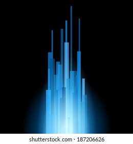 Blue Straight Lines Abstract on Black Background. Vector