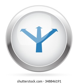 Blue strategy icon on white glossy chrome app button