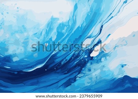 Blue streaks of oil paints on water background. 