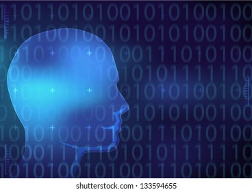 blue stream of binary code