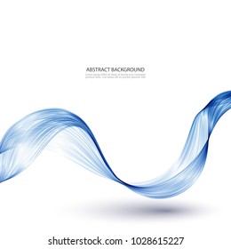 A blue stream of smoke on a white background.Abstract vector wave background.