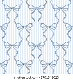 blue stripe background with all over print blue bows