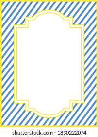 Blue stripe pattern card design. Label design. Card with blank space.