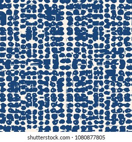 Blue stripe pattern. Blue texture. Vector shibori seamless print. Japanese watercolor background. Tie dye tile. Geometric seamless pattern. Hand drawn japan batik design. Rustic stripe watercolour