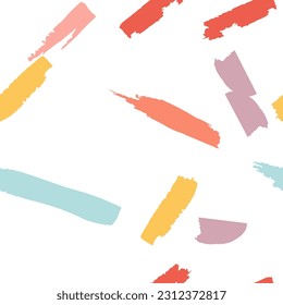 Blue Stripe Vector Seamless Pattern. Color Smear Pattern. Yellow Hand Stain Design.