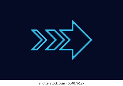 Blue striped arrow Isolated element on white background Vector illustration for website, logo