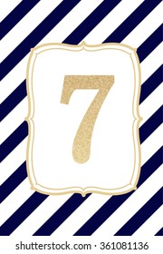 Blue striped background with frame 7 glitter gold card