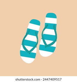 blue striped beach flip flops