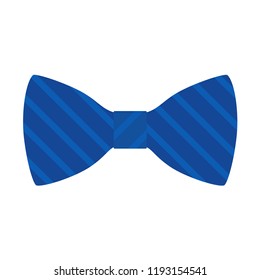 Blue striped bow icon. Flat illustration of blue striped bow vector icon for web design