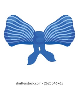 Blue striped bow is tied creating an elegant festive atmosphere