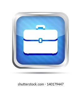 blue striped briefcase icon on a white background