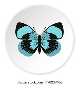 Blue striped butterfly icon. Flat illustration of butterfly vector icon for web design