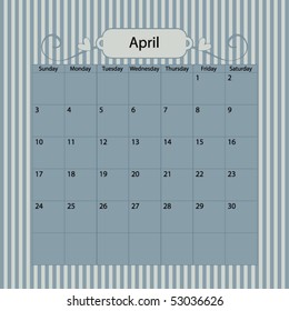 Blue striped calendar for 2011
