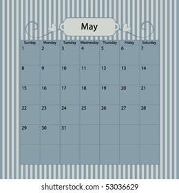 Blue striped calendar for 2011