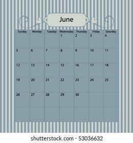 Blue striped calendar for 2011