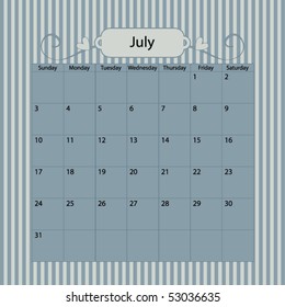 Blue striped calendar for 2011
