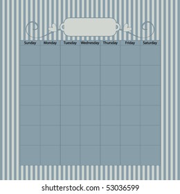 Blue striped calendar template