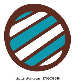 Blue striped candy icon. Hand drawn illustration of blue striped candy vector icon for web design