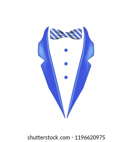 blue striped colored bow tie dinner jacket collar icon. Element of evening menswear illustration
